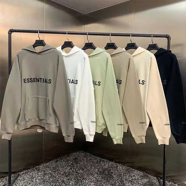

eentials hoodies men sweatshirts refective letter printing fleece oversized hoodie fashion hip hop essentils pullover, Black