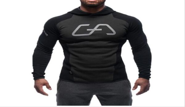 

fashionmens bodybuilding hoodies gym workout shirts hooded sport suits tracksuit men chandal hombre gorilla wear animal3891772, Black