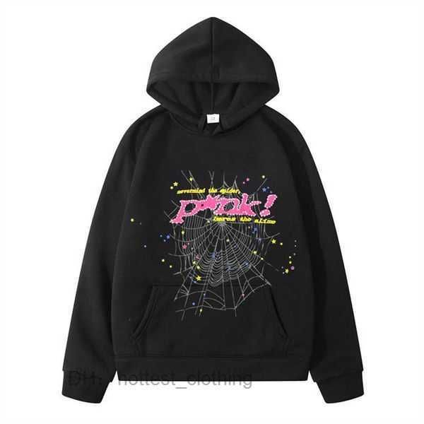 

trapstar men's hip hop puff print sp5der 555555 hoodie men women 1 young thug angel spider heavy fabric pullover mmjs chrome 2 zr7g, Black