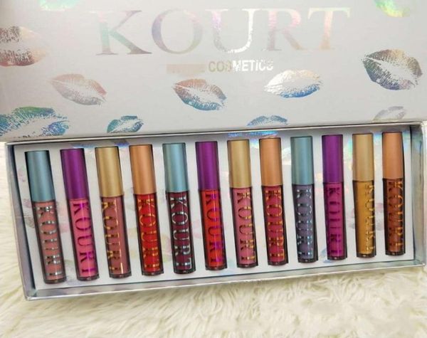 

kourt cosmecits 12 color liquid lipstick makeup lip gloss kourt x kit colle2810643