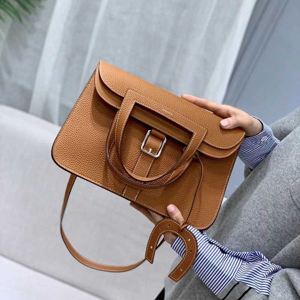 

halzan bags h ermess designer totes handbag genuine leather 5a quality layer cowhide large leather shoulder saddle