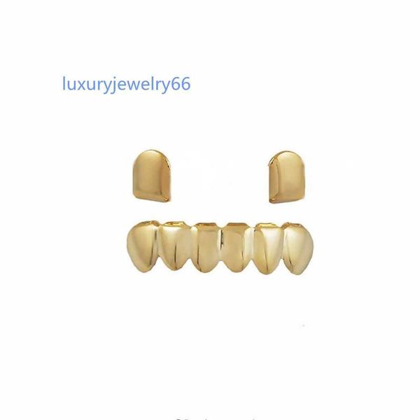 

glossy copper dental grillz punk vampire canine teeth jewelry set hip hop women men gold plated grills accessories, Black