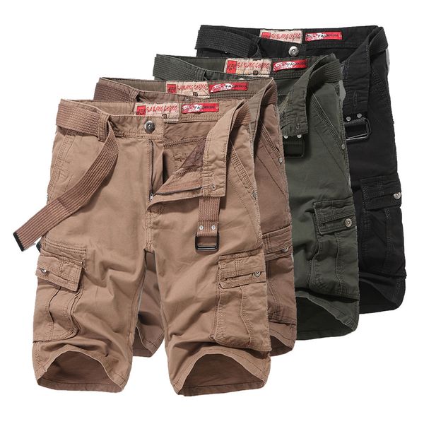 

men's shorts summer loose plus size cotton belted cargo 230802, White;black