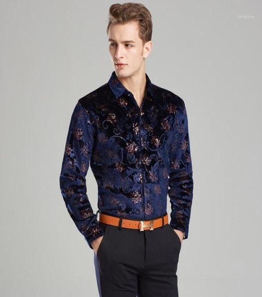 

men039s casual shirts winter thick shirt mens velvet dress formal pattern black blue silk business size m3xl12803624, White;black