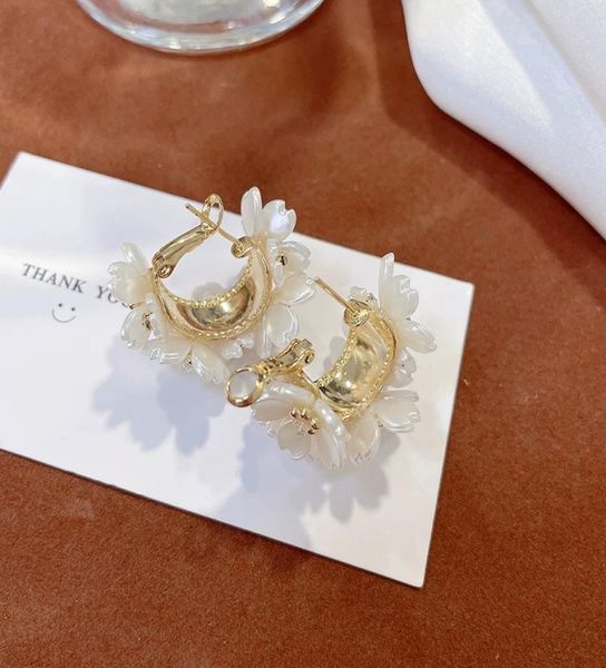 

white flower pearl earrings for women freshwater bead cubic zirconia charm for women039s jewelry christmas gifts9084384, Golden