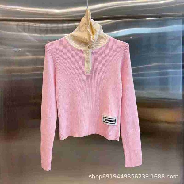 

women's knits & tees designer early autumn new niche design trendy brand pink contrasting high neck knit fashionable girl style 1z52, White
