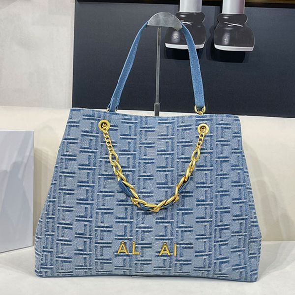 

chain shoulder bag women handbag lage tote bags classic print metal hardware letters cowhide leather internal zipper pocket canvas hand bags