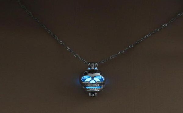 

punk style skull pendant necklace luminous jewelry silver color chain glow in the dark choker statement chokers9257466, Golden;silver