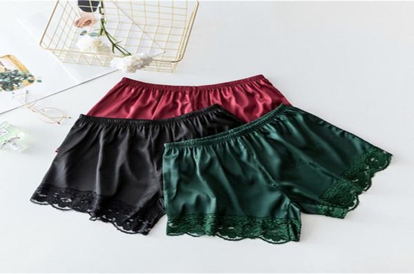 

women039s panties women lingerie shorts summer elastic waist sleep bottoms soft lace safety short pants breathable shortsw1618221, Black;pink