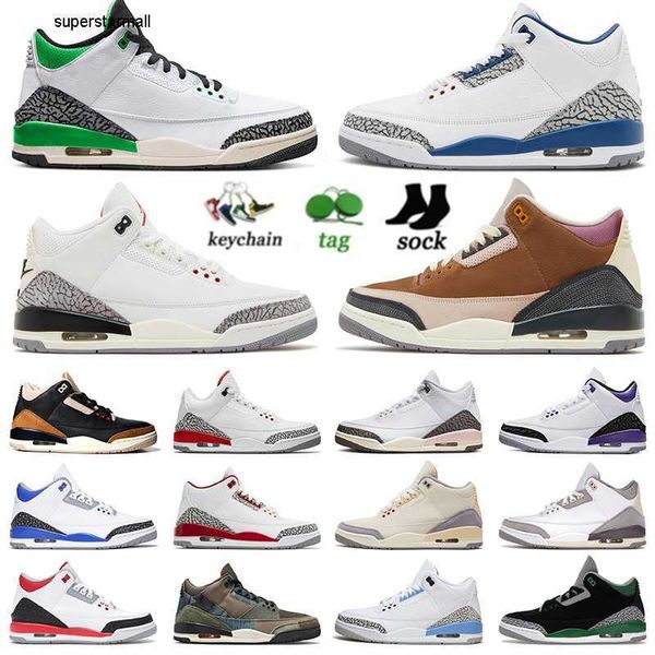 

2023 new fire red 3s jumpman basketball shoes 3 mens women white cement unc wizards dark mochas pin green freak iris jump sneakers trainers, Black