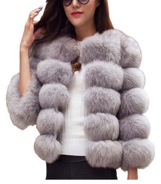 

2020 autumn vintage fluffy faux fur coat women short furry fur winter outerwear coat casual fashion party overcoat female2089088, Black
