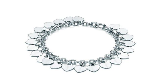 

oshaped t chain multiheart bracelet student style fashion personality birthday gift first jewelry luxury pendants f1825603, Golden;silver