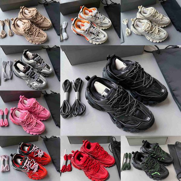 

r shoes luxury brand men women track 3 3.0 casual shoes sneakers leather sneakers nylon print platform shoes, Black