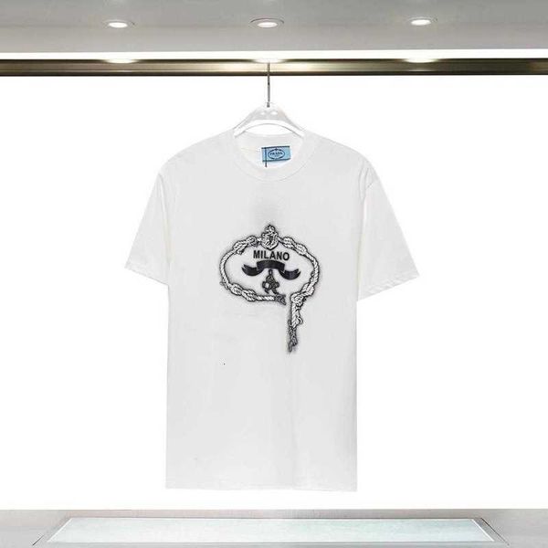

women's t-shirt designer pjia 23 early spring new fashion letter printing foam technology men's and versatile short sleeve t-shirt, White