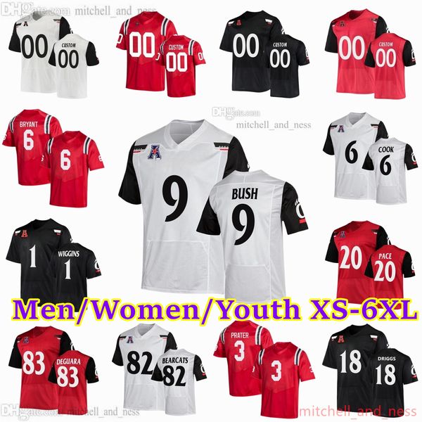 

custom xs-6xl ncaa cincinnati bearcats football jersey 20 deshawn pace 95 derek wolfe 62 jason kelce 21 tyler scott 10 brig owens 12 alec pi, Black