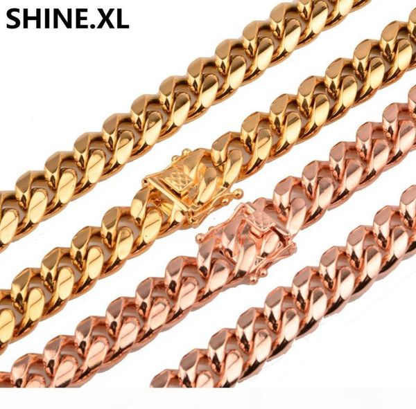 

8mm hip hop men titanium steel stainless steel rose gold encrypt cuban chain faucet necklace whole1657210, Silver