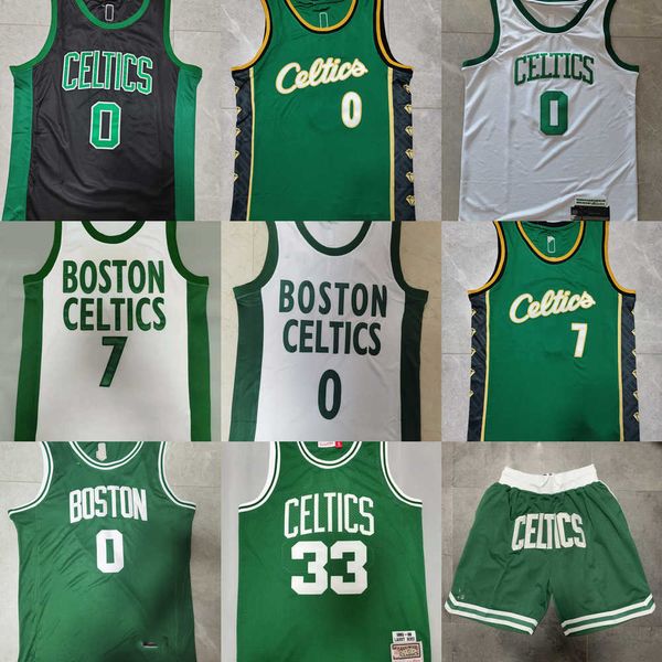 

boston''celtics''shorts mens throwback basketball shorts pocket basketball 33 larry bird jayson 0 tatum jaylen 7 brown b, Black;red