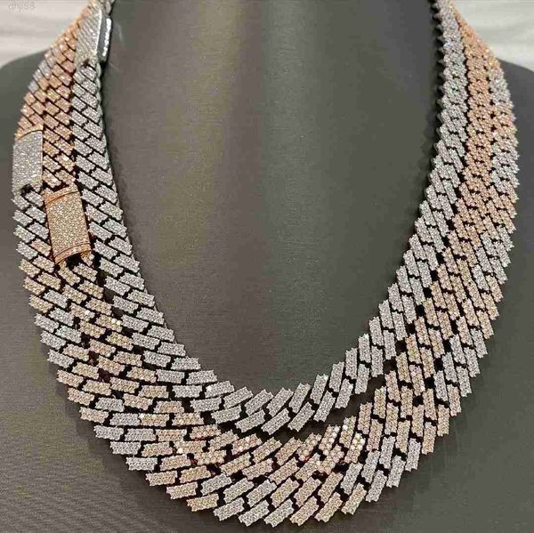 

selling hip hop iced out vvs moissanite 10mm mens 925 silver cuban link chain necklace