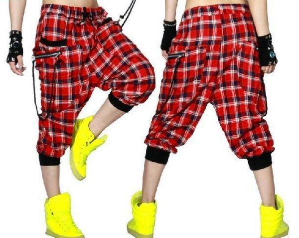 

new fashion women hip hop trousers dance wear pants patchwork ds costume spring summer female thin plaid harem sweatpants2242270, Black;white