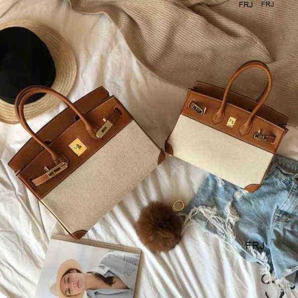 

designer birkins bags h ermess womens bag 2023 new messenger splicing canvas platinum large capacity portable one shoulder have logo have lo