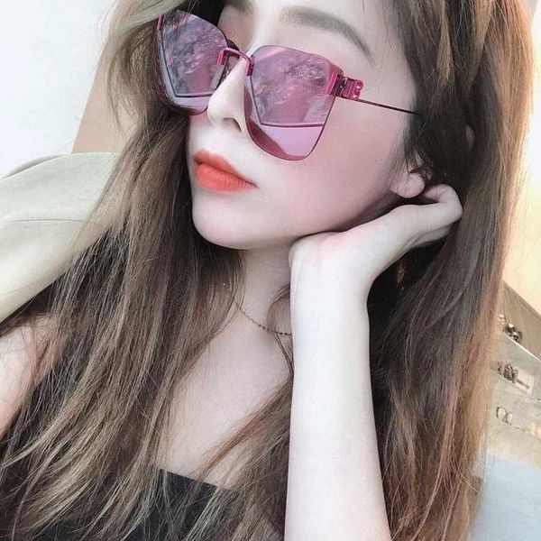 

2023 luxury designer sunglasses new double b frameless 0112 women's fashion square metal riding sunglasses uv protection, White;black