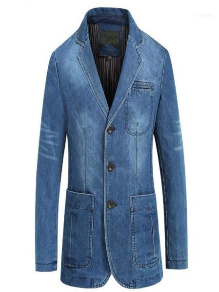 

mens spring autumn winter denim blazer jacket business casual cotton jacket suit slim solid color large size male coat117962148, Black;brown