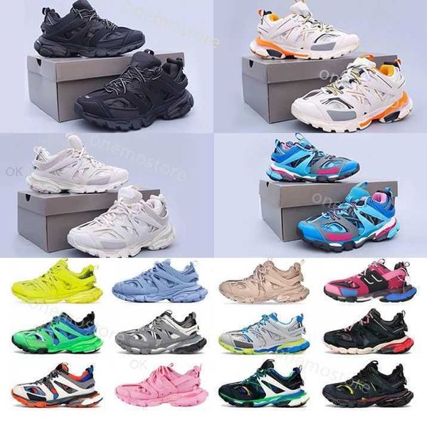 

with box track 3 luxury brand designer men women casual shoes 3.0 triple white black sneakers tess.s. gomma leather trainer nylon printed pl