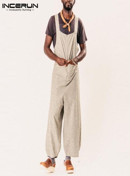 

brand plain fashion men jumpsuit rompers stripe wide leg pants baggy dungarees overalls pants hombre overalls casual jumpsuits v193023357, Black