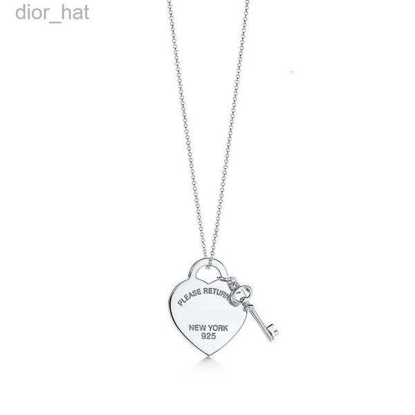 

fashion please return to new york heart key pendant necklace original 925 silver love necklaces charm women diy charm jewelry gift clavicle