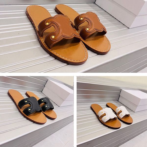 

triomphe mule in calfskin designer sandals women's slippers holiday sandals flats shoes, Black
