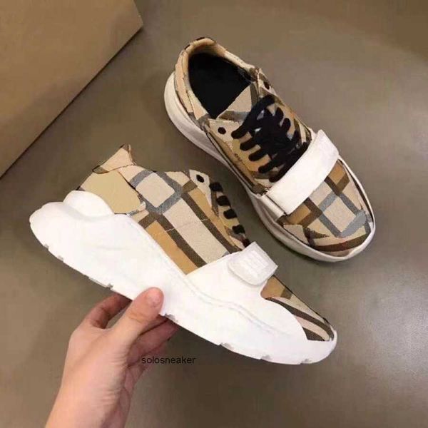 

sports burberies burbreries european station men's shoes sneaker autumn thick bottom height plaid patchwork color casual breathable ver