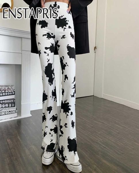 

cow print bell bottom pants cyber y2k high waist skinny wide leg pant capris strechy trousers ladies sweatpants women e girl q08018182089, Black;white