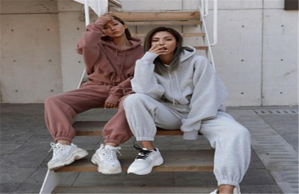 

women039s tracksuits 2021 women two piece set outfits autumn womens tracksuit oversized hoodie and pants casual sport suit wint5931412, Gray