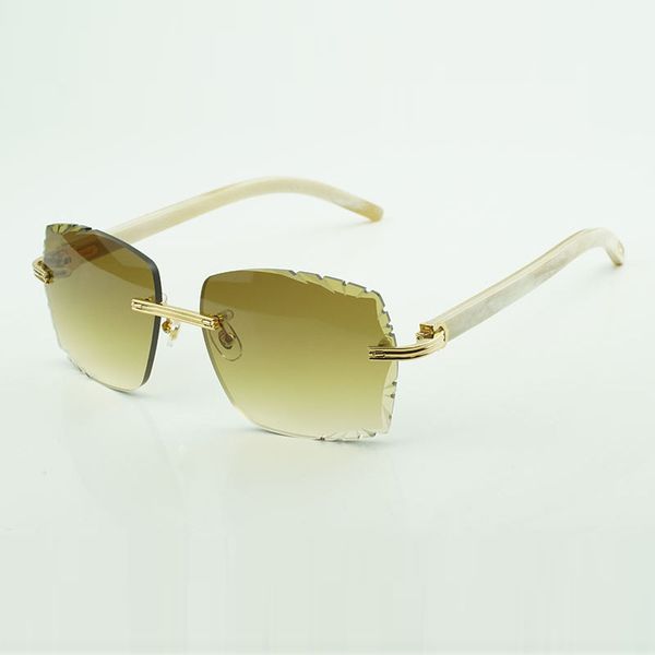 

new factory direct luxury fashion sunglasses 0286o natural white buffalo horn high-end sunglasses engraving lenses, White;black