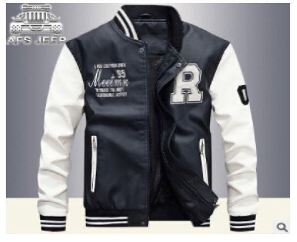 

whole kenntrice autumn winter youth varsity leather jacket men college jackets men039s outerwear printed pu leather coats 5675947, Black