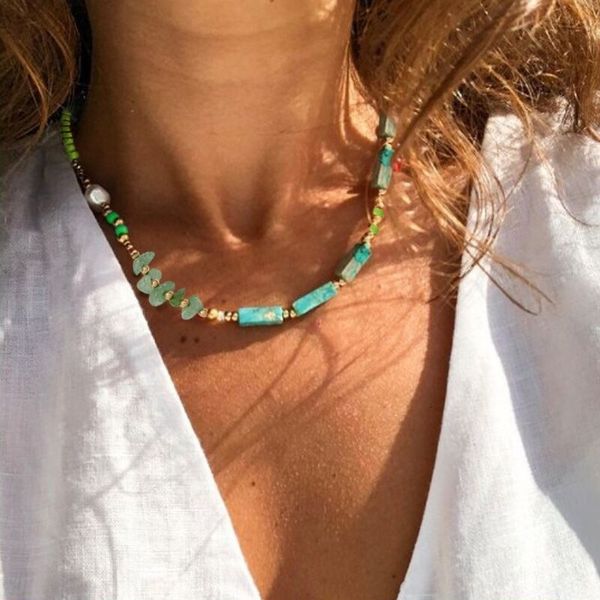 

pendant necklaces bohemia seed beaded natural stone choker necklace for women girls beach boho party trend jewelry 230802, Silver