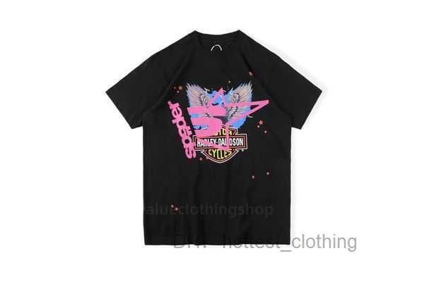 

cp 23ss men t shirt pink thug sp5der 555555 mans women quality foaming printing spider web pattern fashion 4 s23a, White;black