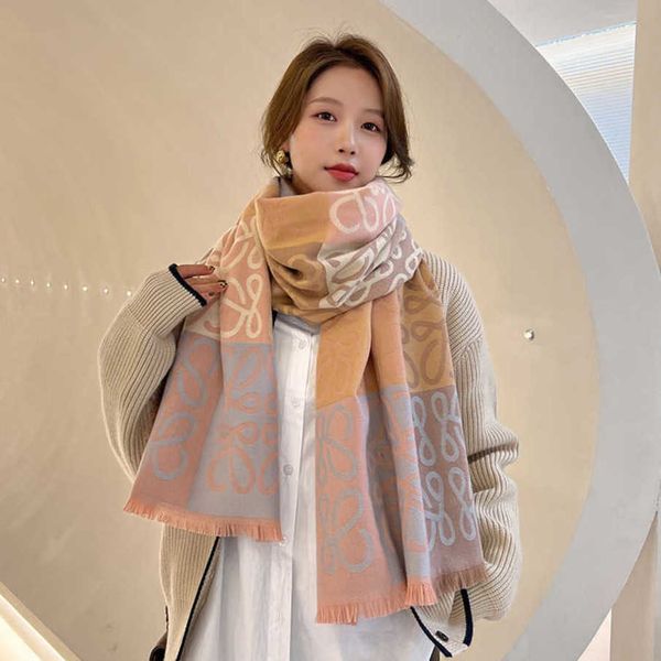 

classic designer cashmere warm scarf range scarf women's winter new fashionable and foreigner warm neck shawl overlay high end, Blue;gray