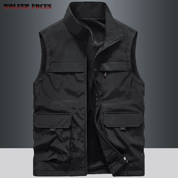 

men's vests summer vest men outdoors gilets pography camping coat men's vests man male outerwear tool luxury sleeveless work zip j, Black;white