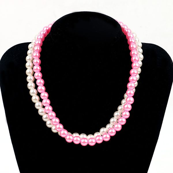 

plastic bead chain pearl jewelry set necklace bracelet set beaded jewelry, Silver
