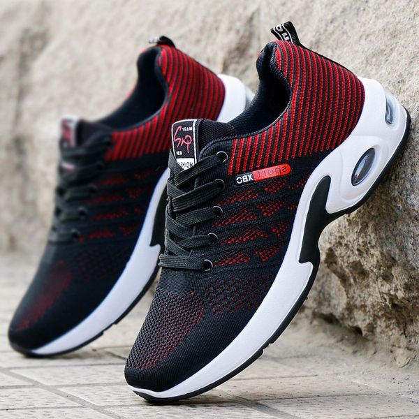 

wholesale running shoes mens cushion sneakers black red blue trainers outdoor sports jogging shoe size 39-44, White;red