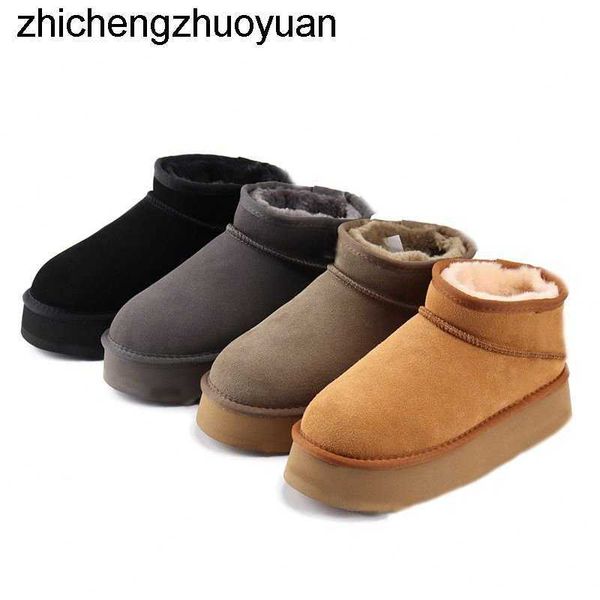 

new 23ss fashion ug classic fur australian uggly boots designer woman men platform snow boot ugglies real leather uggitys fluffy warm winter, Black