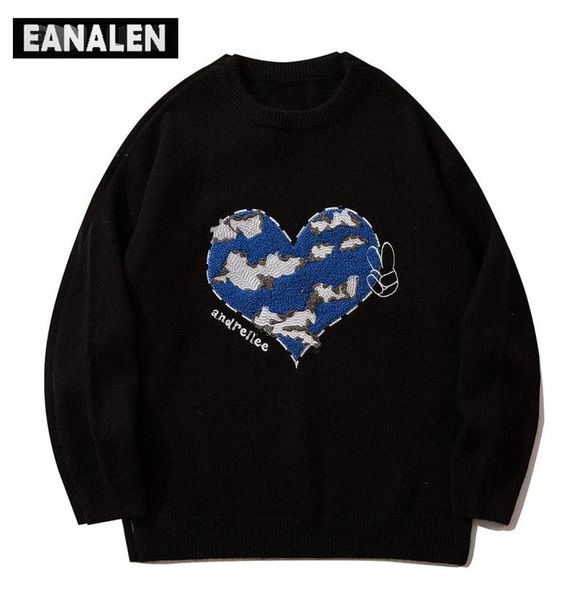 

men039s sweaters harajuku vintage love heart graphic ugly sweater men street hiphop knitted women039s punk style rock black3042090, White;black