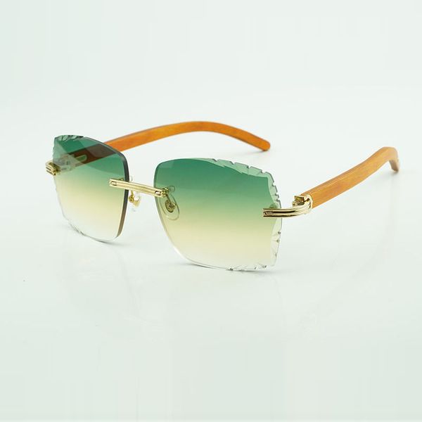 

new factory direct luxury fashion sunglasses 0286o natural orange wooden high-end sunglasses engraving lenses, White;black