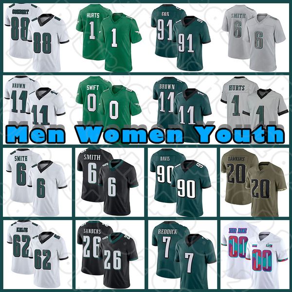 

1 jalen hurts 11 a.j. brown football jerseys devonta smith darius slay jr 90 davis 17 dean jason kelce philadelphias eagles goedert reddick