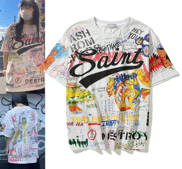 

men t shirt short sleeve tshirts vintage gfaffiti saint printed men039s womens tees size mxxl8594658, White;black