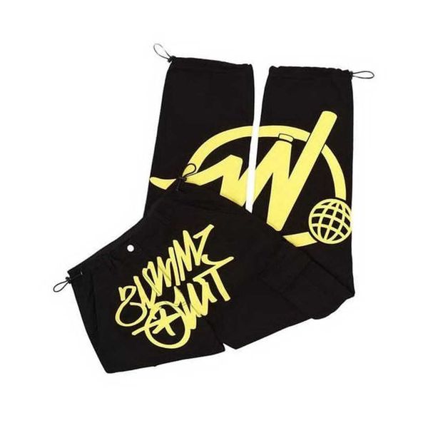 

mens pants minus two cargo y2k summer trend casual retro street black minustwo hip hop print loose