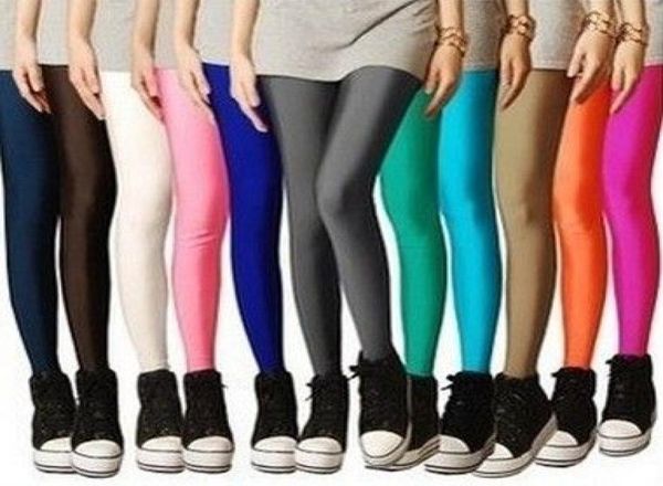 

fashion elastic forescent super elastic thin brand candy color neon 9 pants shaping leggings for women 525975, Black