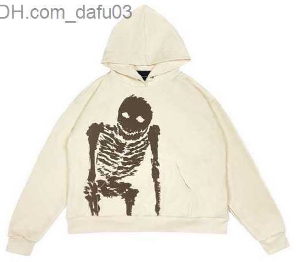 

men's hoodies sweatshirts fashion trend retro street casual skull pattern super david jacket for women y2k gothic punk sweater for men, Black