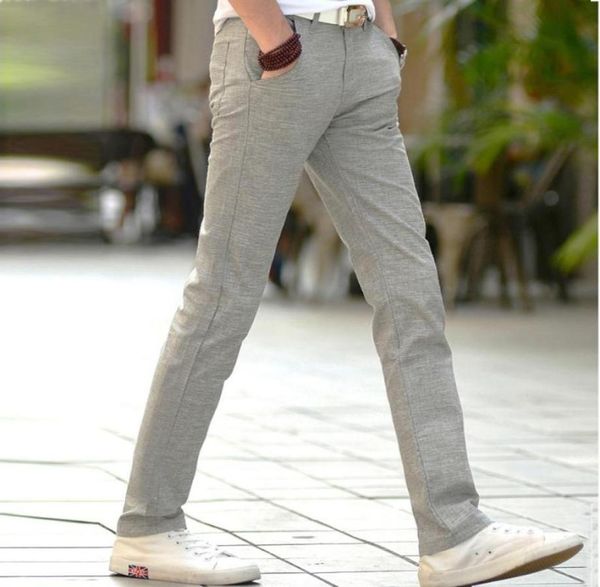 

men039s pants summer thin men linen cotton slacks men39s trousers business casual straight long suit pontalon h8996189, Black